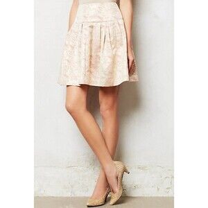 Anthropologie MOULINETTE SOEURS New Skirt Size 12 Metallic Sugarplum Brocade